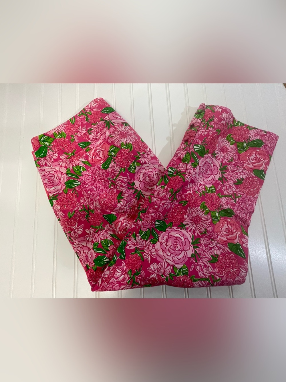 Lily Pulitzer Daiquiri Pink Secret Garden Palm Beach Fit Capri Pant Size 14
